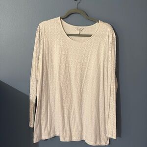 CJ Banks white pattern LS crewneck top. 3X